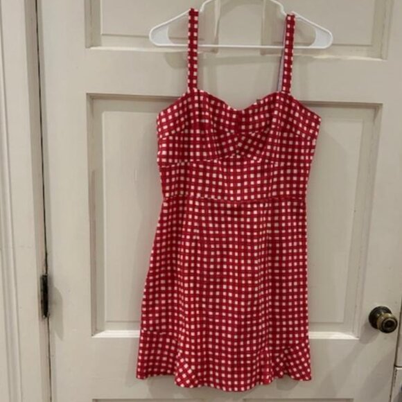 Hutch Red and White Gingham Mini Dress - Picture 1 of 3